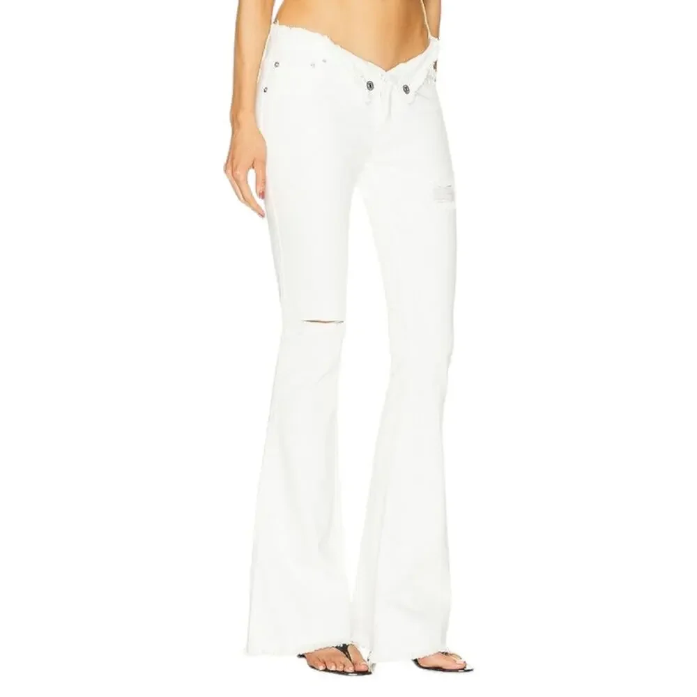 Ser.o.ya Olivia Mid Rise Flare Jeans White - Picture 2 of 15